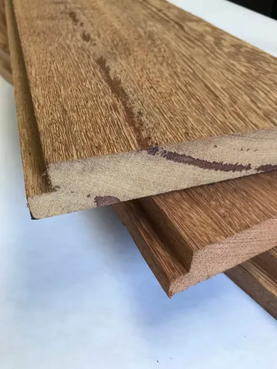 Angelim Pedra, Brazilian Apitong 1-3/8" x 7-3/8" (7" face) First Clear Shiplap Flooring